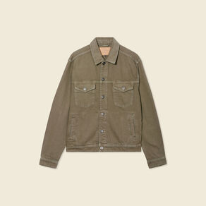 Blouson droit boutonné vert kaki homme