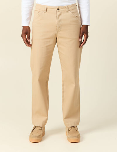 Jeans droit 5 poches beige homme