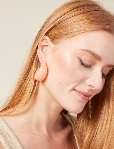 Boucles d'oreilles créoles orange clair femme