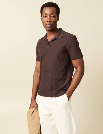 Polo manches courtes marron fonc&eacute; homme