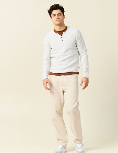 Pull manches longues ecru homme