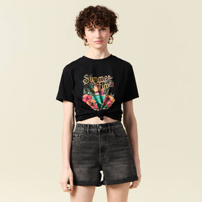 T-shirt manches courtes noir femme