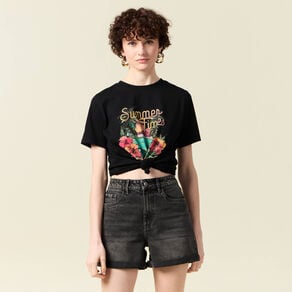 t shirt manches courtes noir femme T-shirt manches courtes noir femme