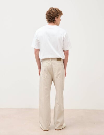 Jeans large 5 poches longueur 32 beige homme