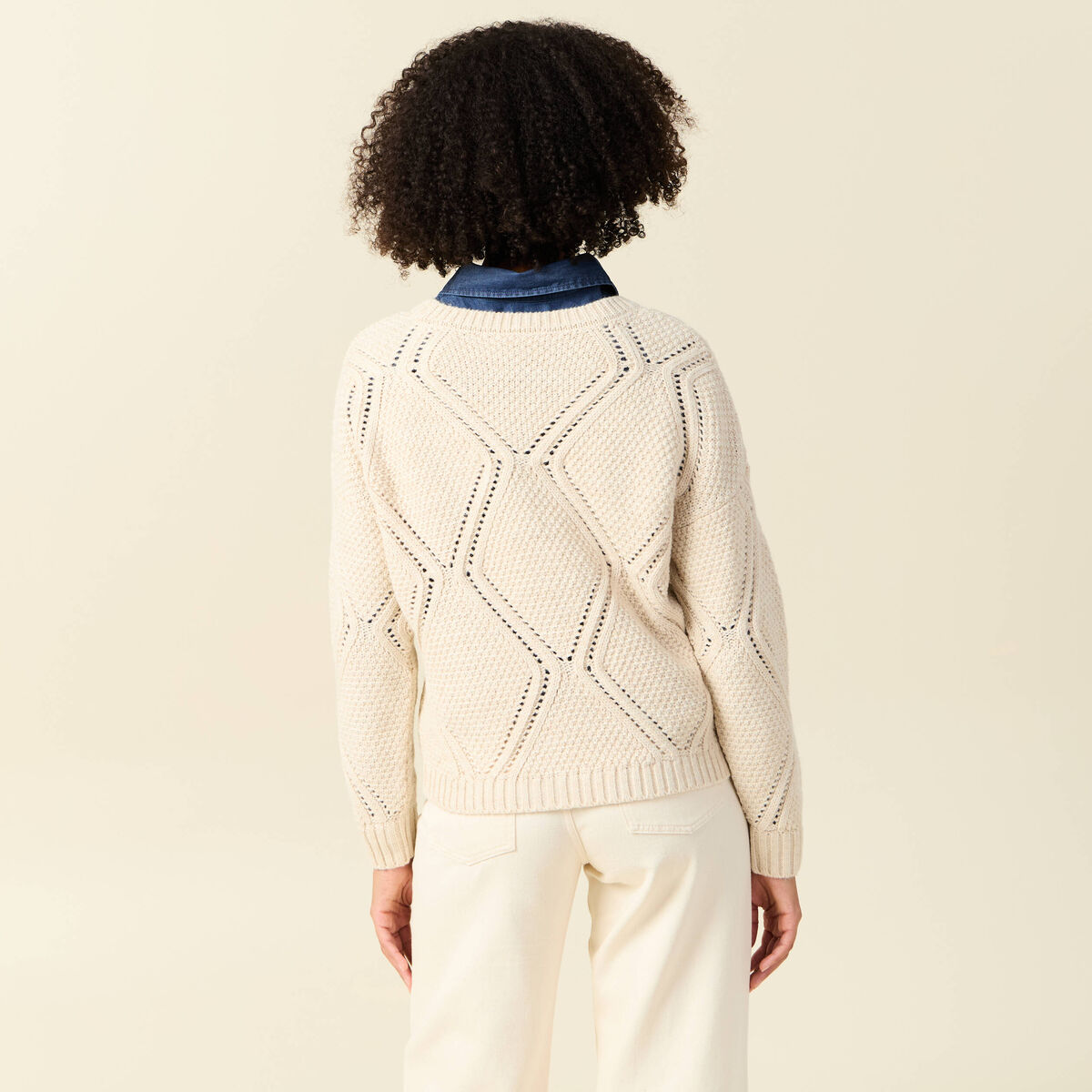 Pull manches longues ecru femme