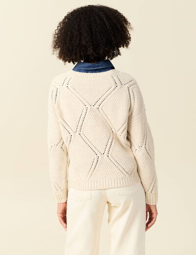 Pull manches longues ecru femme
