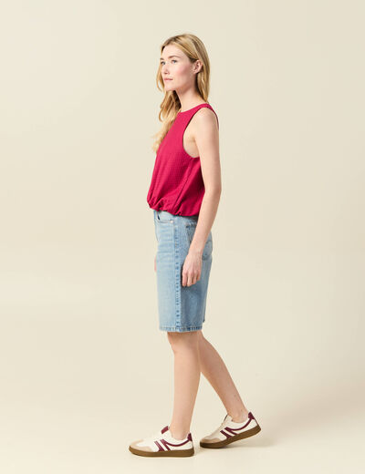 Débardeur sans manches rose framboise femme