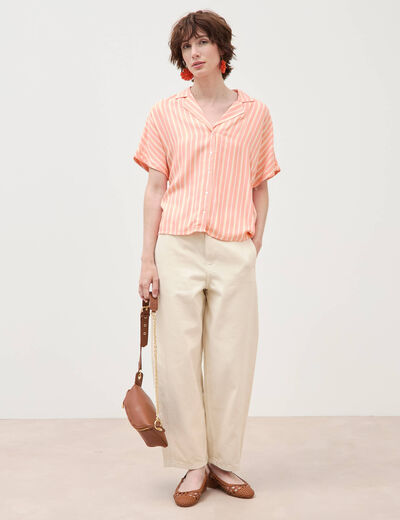Chemise manches 3/4 orange abricot femme