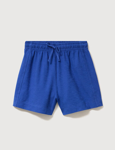 Short taille haute en maille ray&eacute;e bleu electrique femme