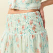 Jupon taille haute doubl&eacute; fluide vert pastel femme