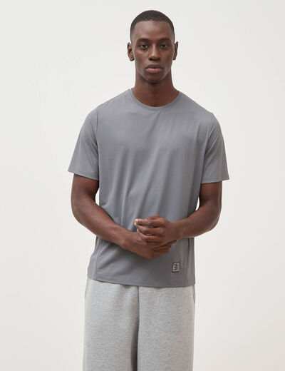 T-shirt col rond manches courtes gris fonc&eacute; homme