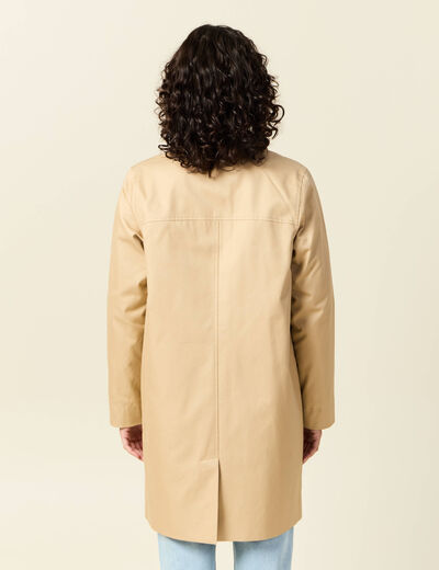 Trench long enduit beige femme