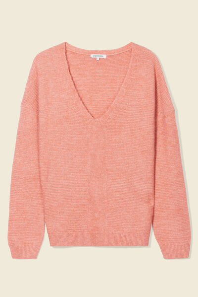 Pull manches longues rouge clair femme