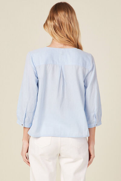 Blouse éco-responsable bleu ciel femme