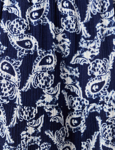 Jupe longue droite fluide bleu marine femme