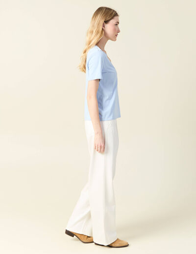 T-shirt manches courtes bleu clair femme