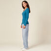 T-shirt manches longues bleu pétrole femme