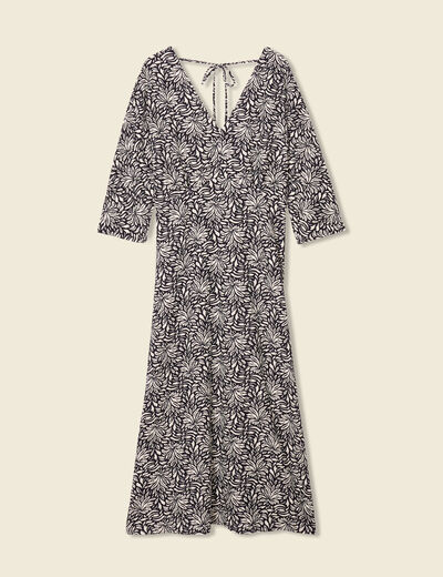 Robe midi droite manches 3/4 noir femme