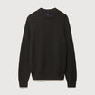 Pull col rond manches longues en coton vert kaki homme