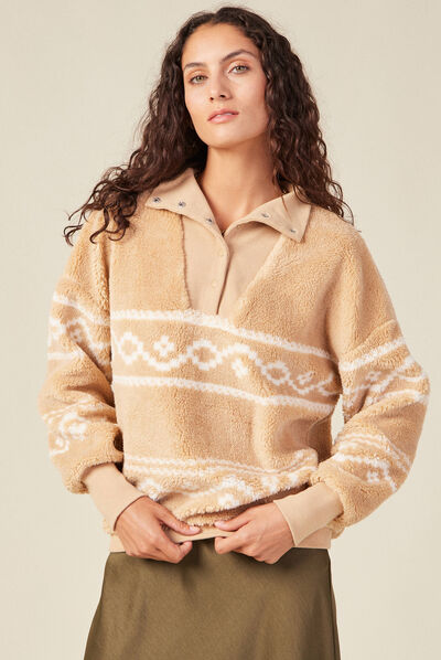 Sweat éco-responsable beige femme