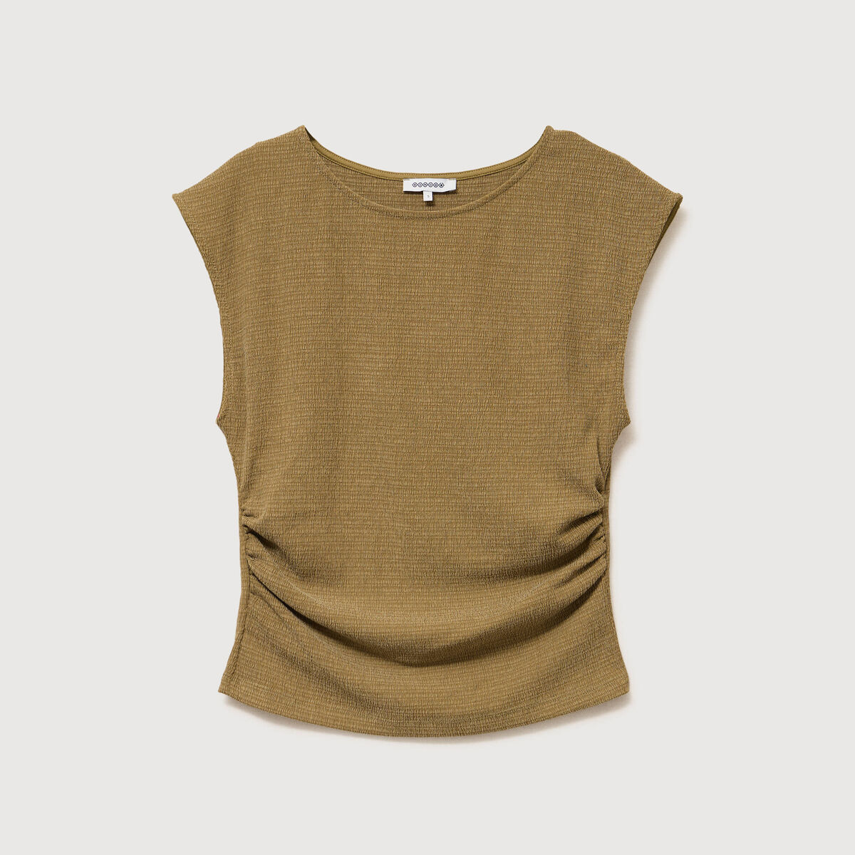 T-shirt ajust&eacute; sans manches vert kaki femme