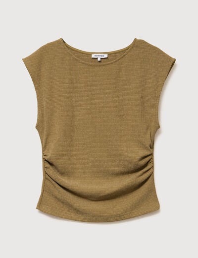 T-shirt ajust&eacute; sans manches vert kaki femme