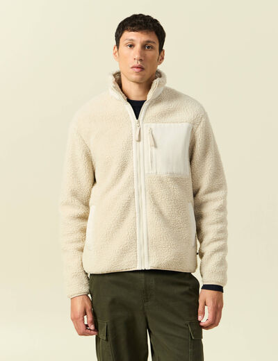 Sweat effet polaire manches longues sable homme