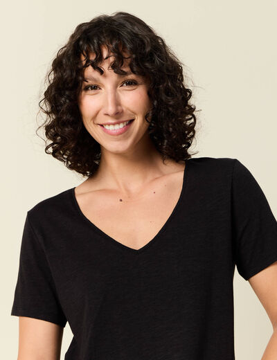 T-shirt manches courtes noir femme