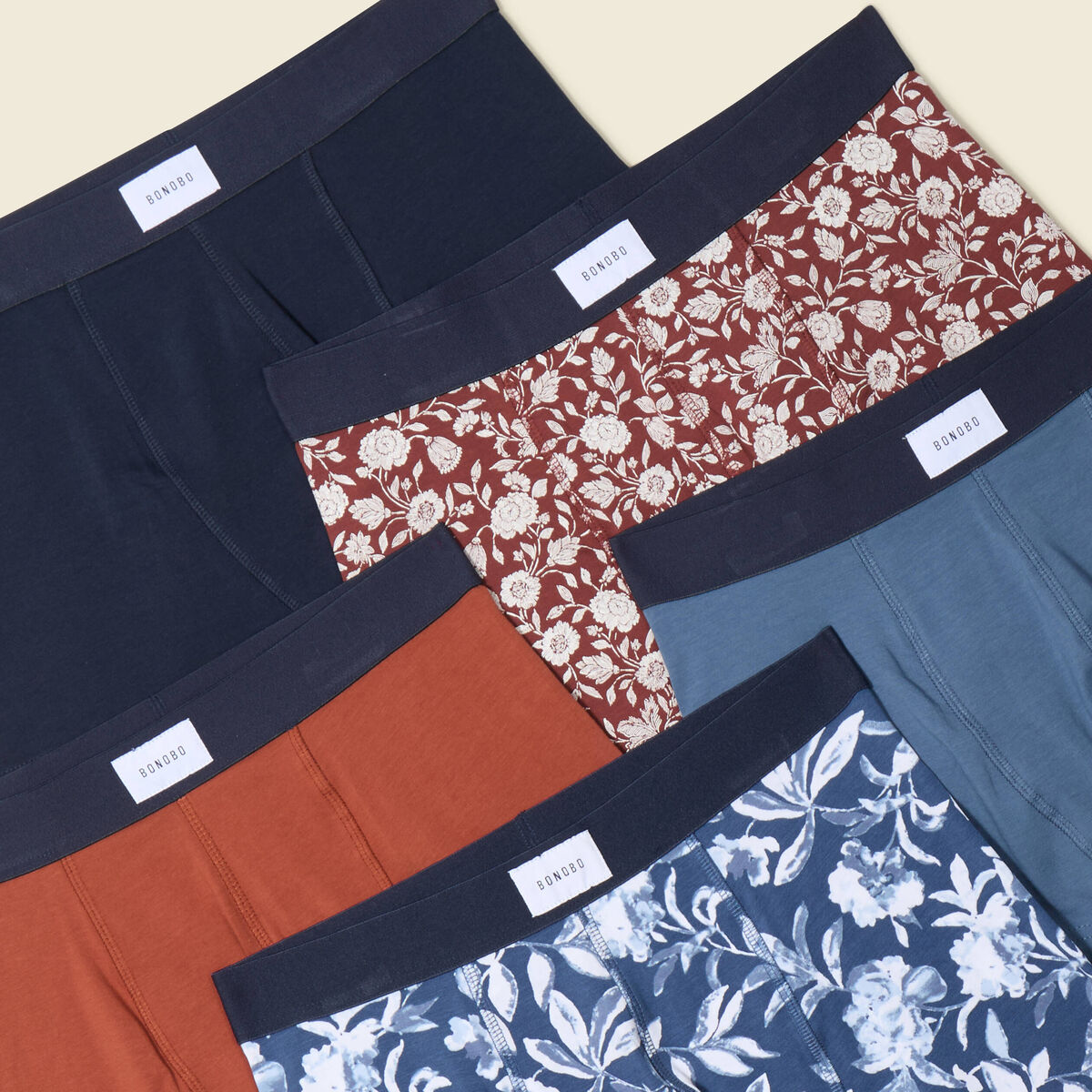 Lot 5 boxers bleu foncé homme