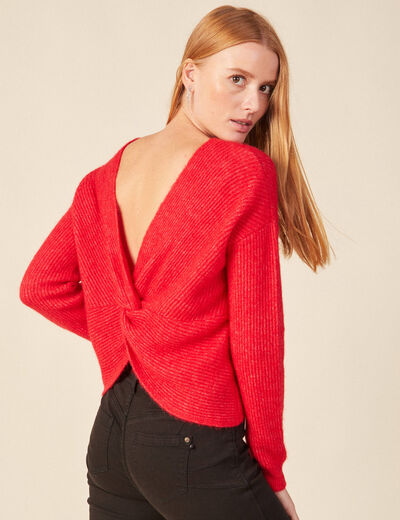 Pull manches longues rose framboise femme
