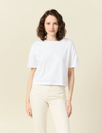 T-shirt manches courtes blanc femme