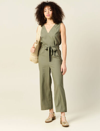 Combinaison éco-responsable vert kaki femme