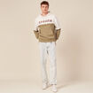 Sweat &agrave; capuche manches longues taupe homme