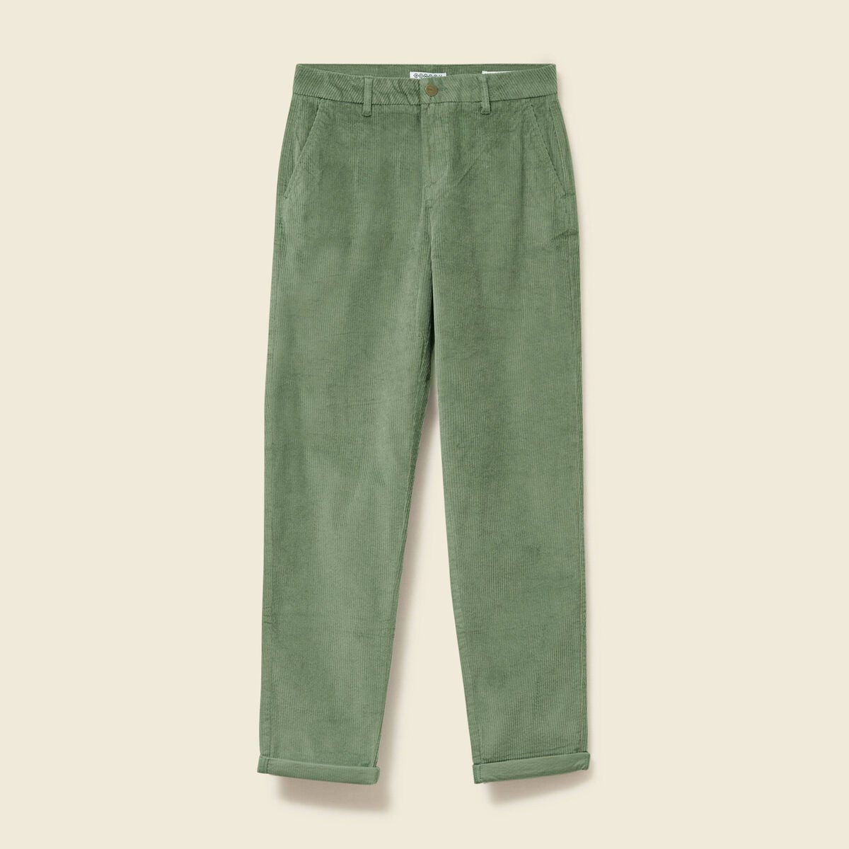 Pantalon large 7/8&egrave;me taille haute vert kaki femme