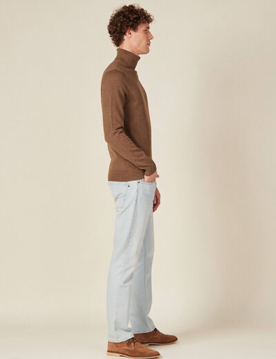 Pull manches longues marron homme