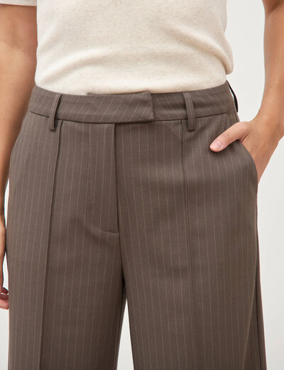Pantalon droit taille haute taupe femme