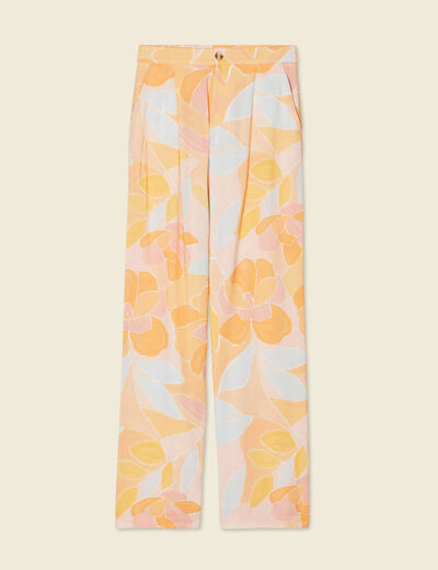 Pantalon large fluide orange clair femme