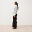 Pull manches longues col bateau gris femme