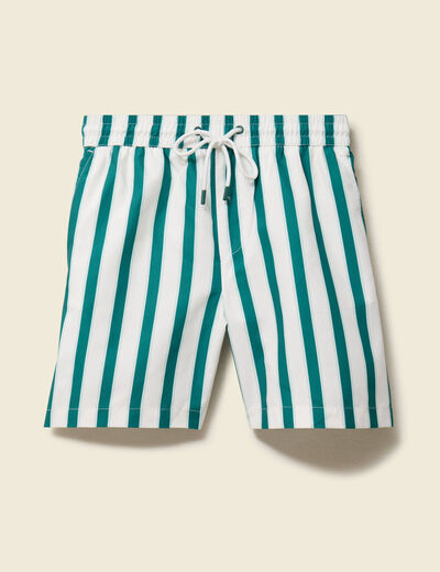 Maillot de bain ray&eacute; doubl&eacute; vert &eacute;meraude homme