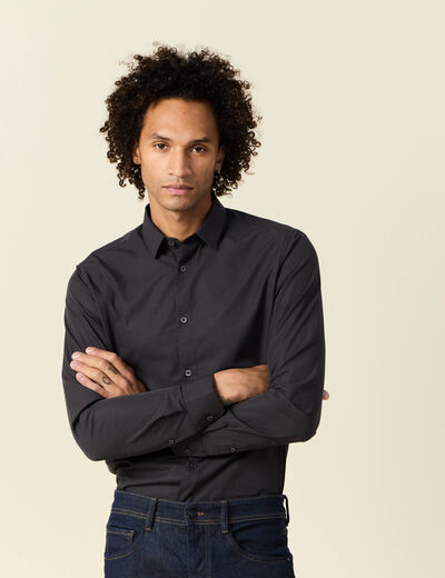 Chemise manches longues gris foncé homme