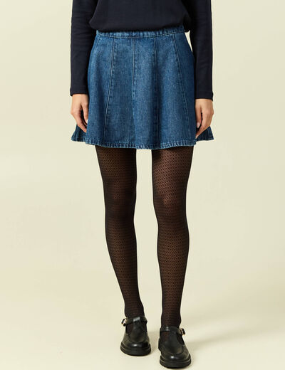 Mini-jupe en coton aspect jeans denim stone femme