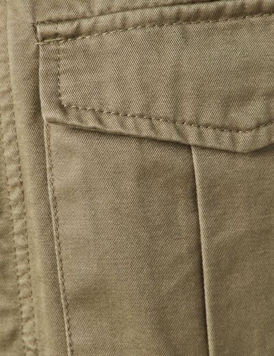 Veste droite poches àrabat vert kaki femme
