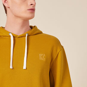 Sweat capuche éco-responsable jaune moutarde homme