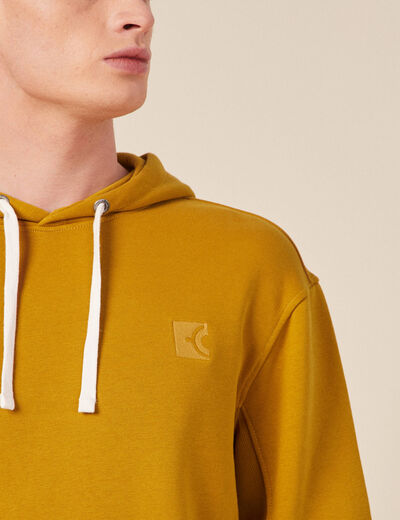 Sweat capuche éco-responsable jaune moutarde homme