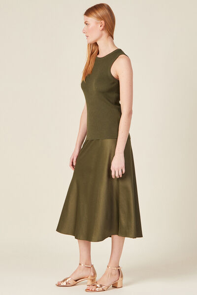 Pull débardeur éco-responsable vert kaki femme