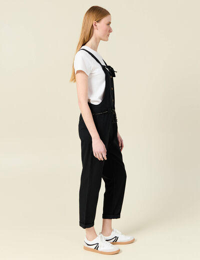 Salopette fluide boutonnée noir femme