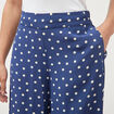 Pantalon large taille haute bleu marine femme