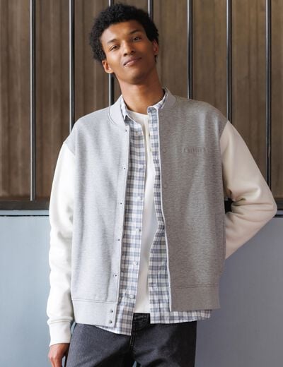 Sweat manches longues brod&eacute; gris clair homme
