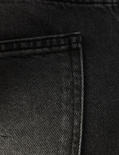 Jeans barrel 7/8&egrave;me avec ceinture denim gris femme