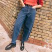 Jeans barrel slouchy taille haute 7/8ème denim brut femme